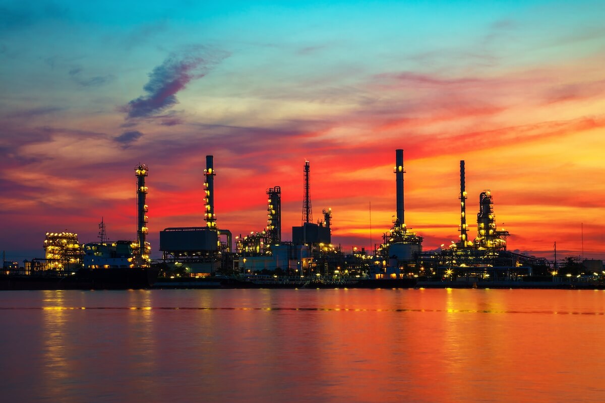 Oil Refinery at Twilight